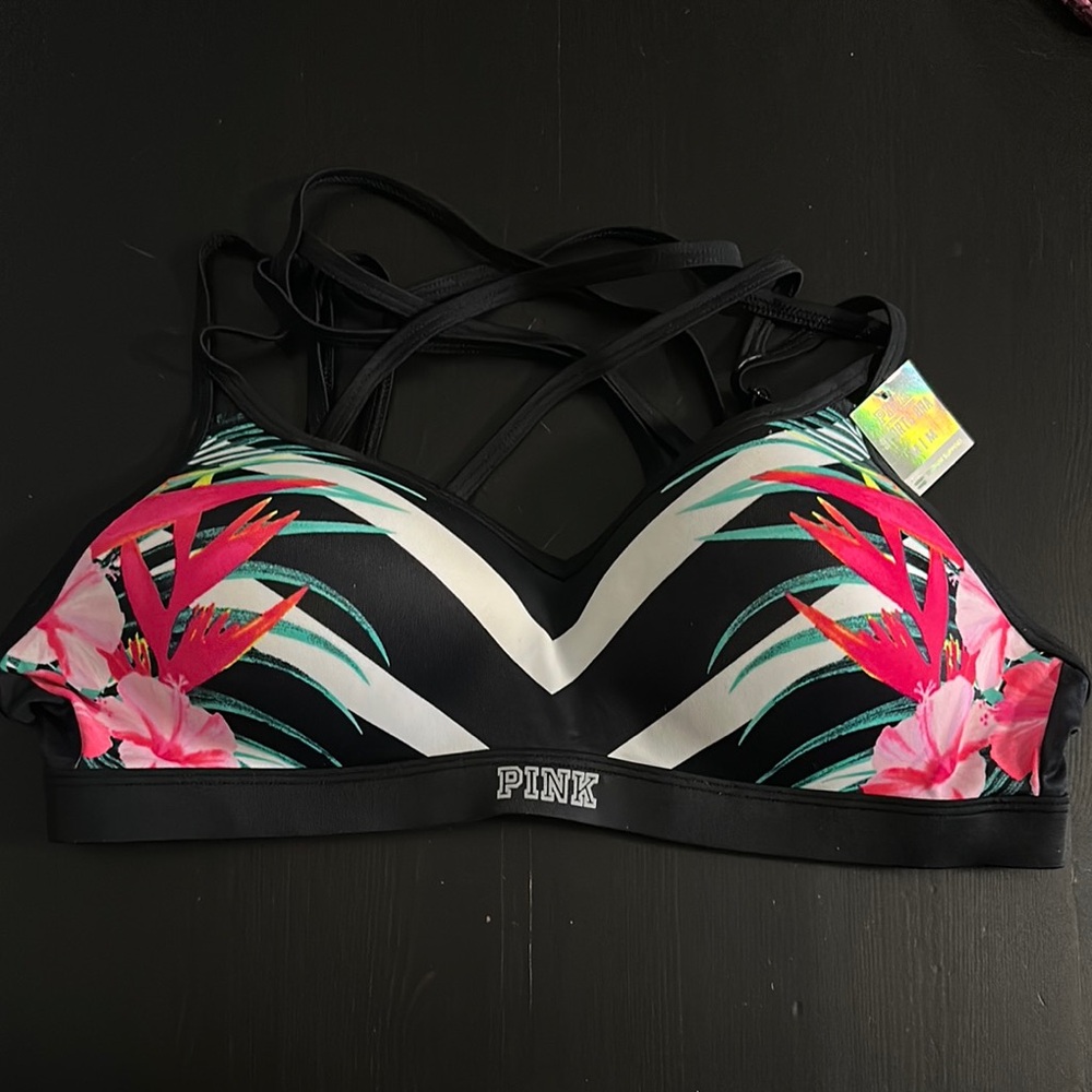 PINK Victoria's Secret Women's Floral Strappy Bralette - Ultimate Push Up